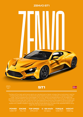Zenvo ST1 Supercar Car Poster