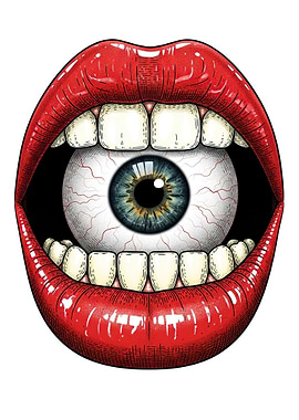 Surreal Eye Mouth Illustration