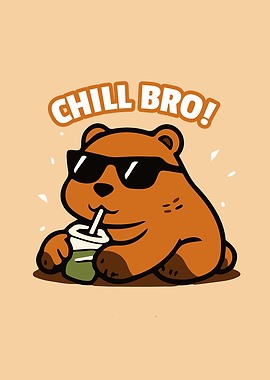Cool Bear Drinking a Beverage