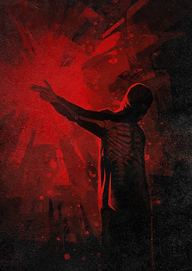 Skeleton Figure in Red Light