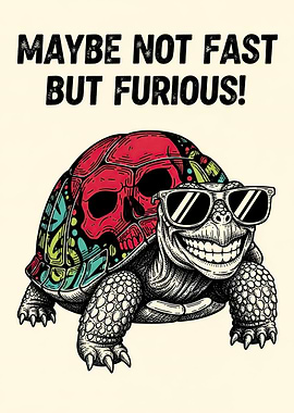Turtle with Skull Shell and Sunglasses