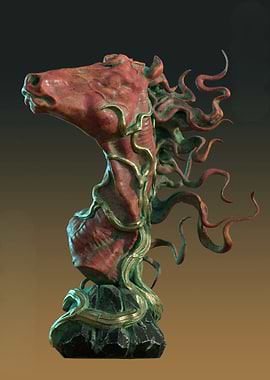 Mythical Horse Head Sculpture