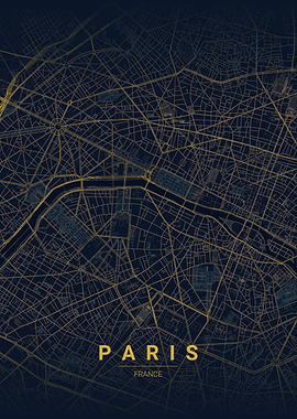 Paris France Map Art