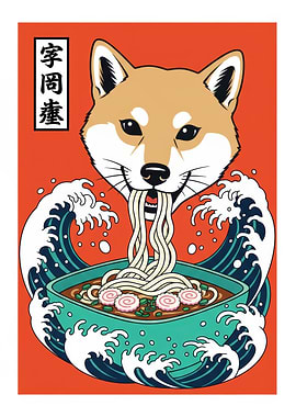 Shiba Inu Eating Ramen