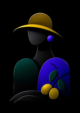 Abstract Figure with Hat and Lemons