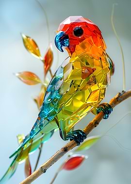 Crystal Parrot on a Branch