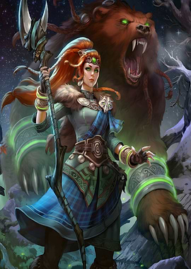 Guild Wars: Warrior Woman and Bear Spirit