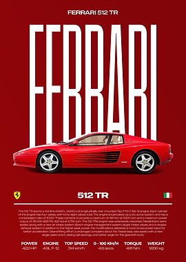 Ferrari 512 TR Car Poster