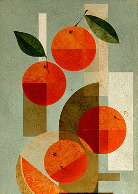 Abstract Oranges and Geometric Shapes