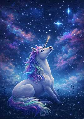 Unicorn in a Starry Night Sky