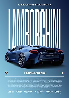 Lamborghini Temerario Concept Car Poster