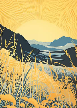 Sunrise Over a Mountain Valley