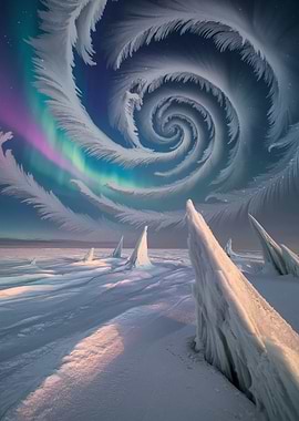 Frozen Spiral Sky Over Ice Spikes