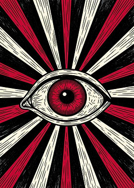 All-Seeing Eye with Red Rays