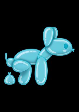 Blue Balloon Dog with Droppings