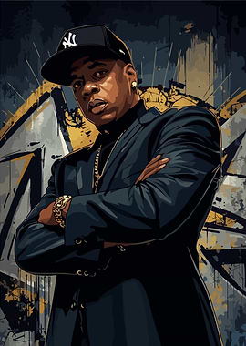 Jay-Z in a Suit with Graffiti Background