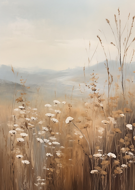 Meadow with White Flowers