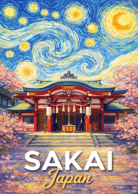 Sakai Japan Starry Night Painting