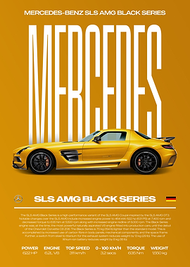 Mercedes-Benz SLS AMG Black Series Car Poster