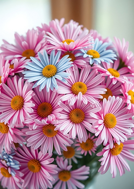 Pink and Blue Daisy Bouquet