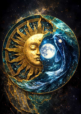 Sun and Moon Celestial Symbol
