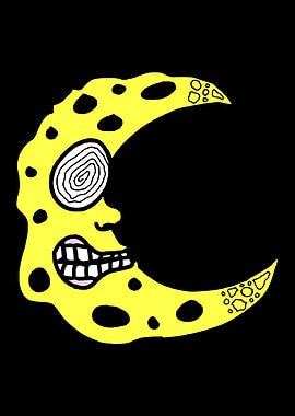 Creepy Moon Face with Swirl Eye