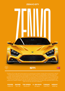 Zenvo ST1 Supercar Car Poster
