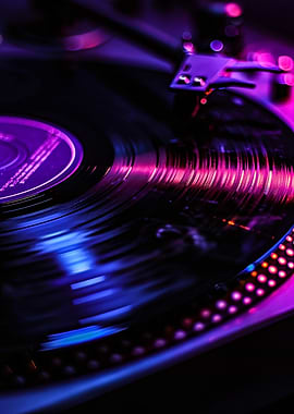 DJ Turntable with Vinyl Record