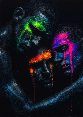 Dark Neon Men Embrace