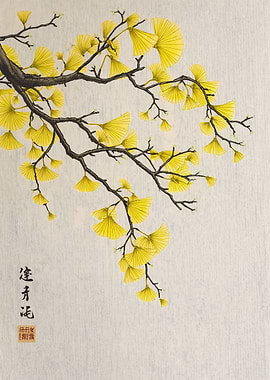 Ginkgo Branch with Yellow Leaves
