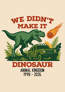 T-Rex Dinosaur Poster, Dramatic Meteor Extinction Wall Art, Animal Kingdom Tribute Print