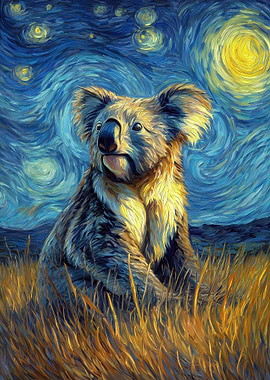 Koala in Starry Night Style