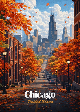 Chicago Skyline in Autumn