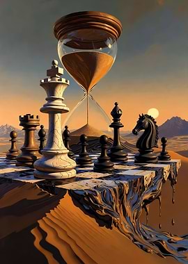 Chess Game in a Desert Landscape