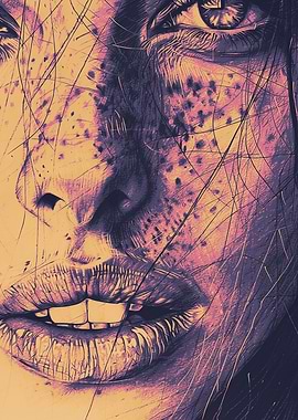 Close-up of a woman's face with freckles