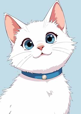 Cute White Cat with Blue Eyes
