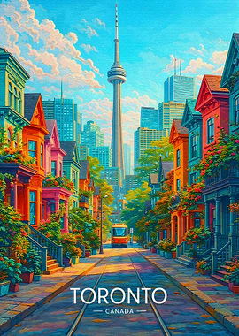 Toronto Street Scene with CN Tower
