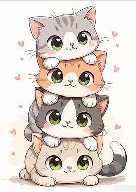 Stack of Cute Kittens
