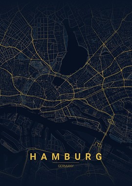 Hamburg Germany Map Poster