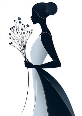 Silhouette of a woman with flowers