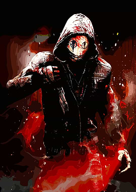 Bloody Masked Figure in Hoodie