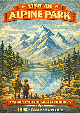 Visit an Alpine Park Vintage Poster