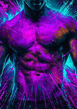 Abstract Neon Gay Muscle Splatter