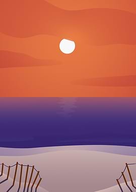 Minimalist Sunset on the Beach