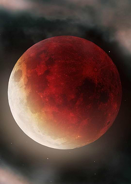 Blood Moon Eclipse in Night Sky