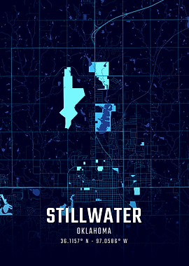 Stillwater Oklahoma Midnight City Map