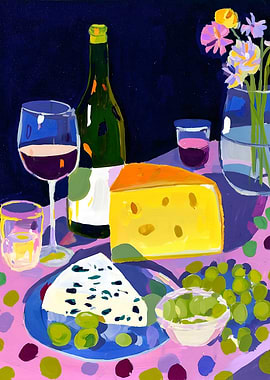 Still Life with Cheese and Wine