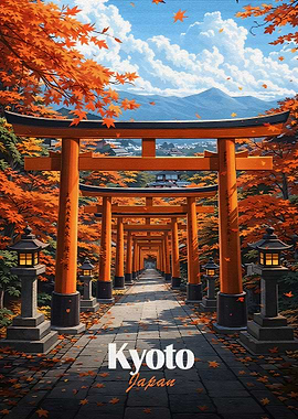 Kyoto Japan Torii Gates Autumn