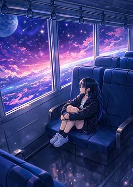 Girl on a space train