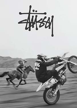 Stussy Logo with Motocross Rider and Horse